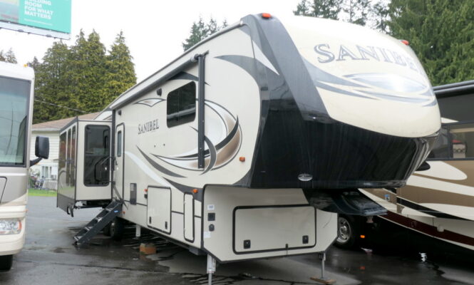 2018 Forest River SANIBEL 3651 5th Wheel, 3-Slide-Outs, Rear Living-Image