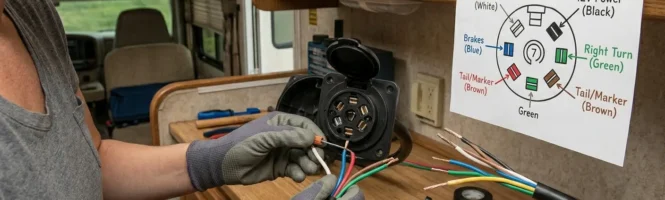 An RV Repair specialist showing how to wire a 30 amp rv plug